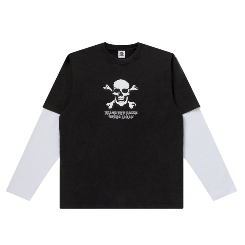 画像1: BlackEyePatch/CROSSBONES LAYERED THERMAL L/S TEE（BLACK/WHITE）