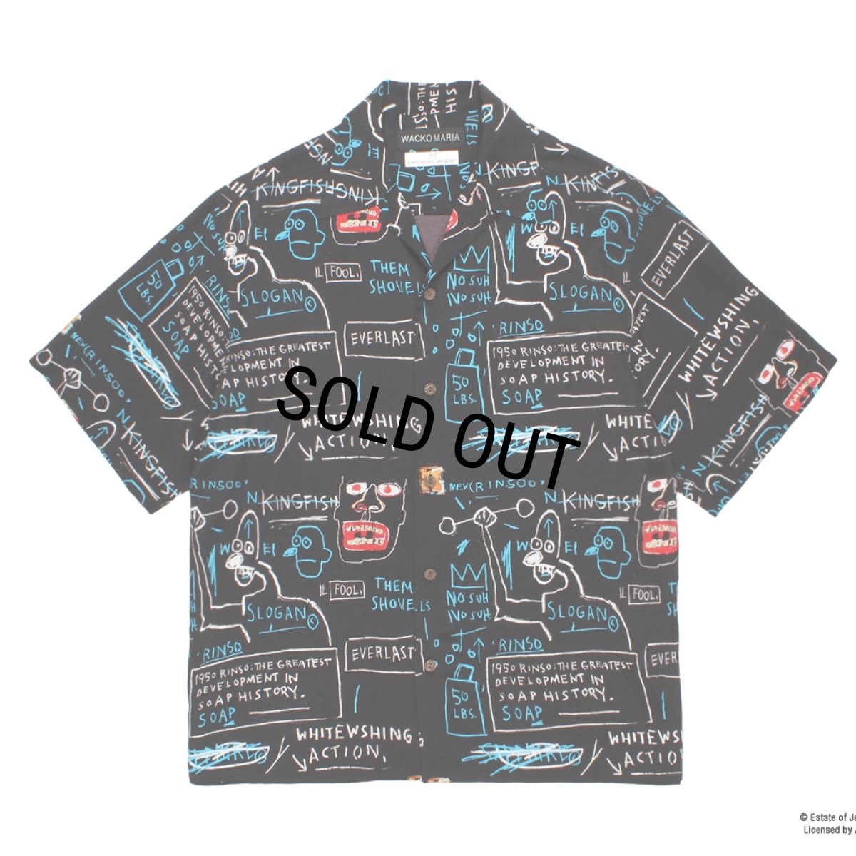 画像1: WACKO MARIA/JEAN-MICHEL BASQUIAT / HAWAIIAN SHIRT（ONE）［ハワイアンシャツ-26春夏］ (1)