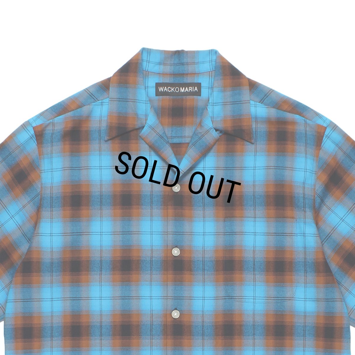 画像2: WACKO MARIA/OMBRE CHECK OPEN COLLAR SHIRT（BLUE）［オンブレチェックオープンカラーシャツ-26春夏］ (2)