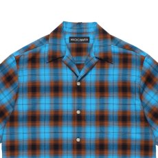 画像2: WACKO MARIA/OMBRE CHECK OPEN COLLAR SHIRT（BLUE）［オンブレチェックオープンカラーシャツ-26春夏］ (2)