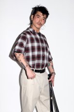画像3: WACKO MARIA/OMBRE CHECK OPEN COLLAR SHIRT（BROWN）［オンブレチェックオープンカラーシャツ-26春夏］ (3)