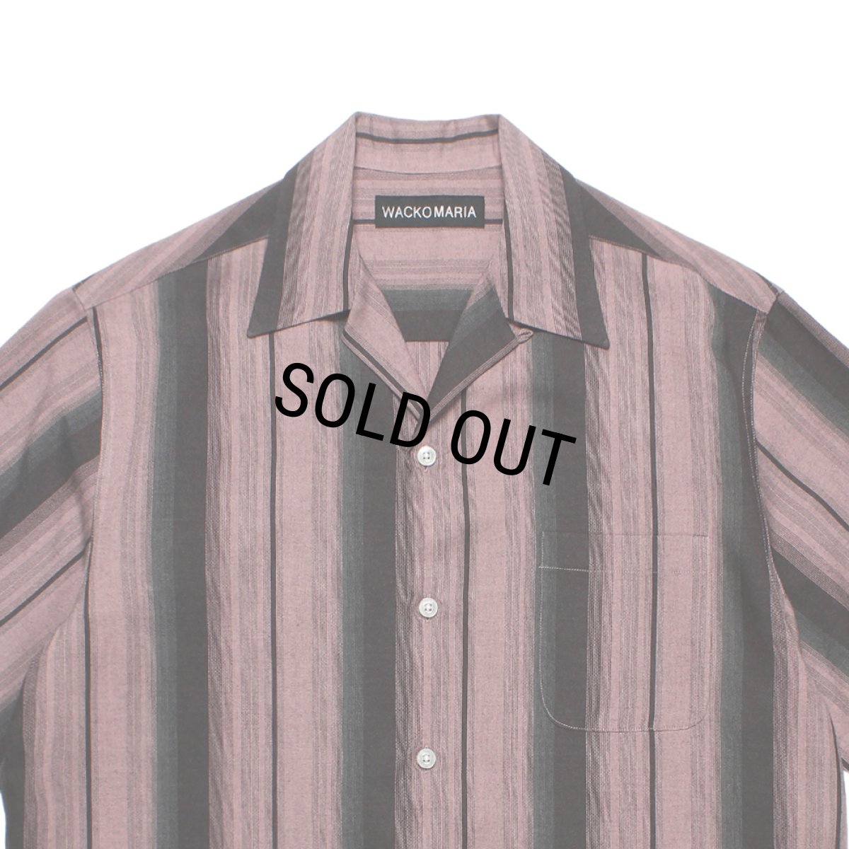 画像2: WACKO MARIA/OMBRE STRIPE OPEN COLLAR SHIRT（PINK）［オンブレストライプオープンカラーシャツ-26春夏］ (2)