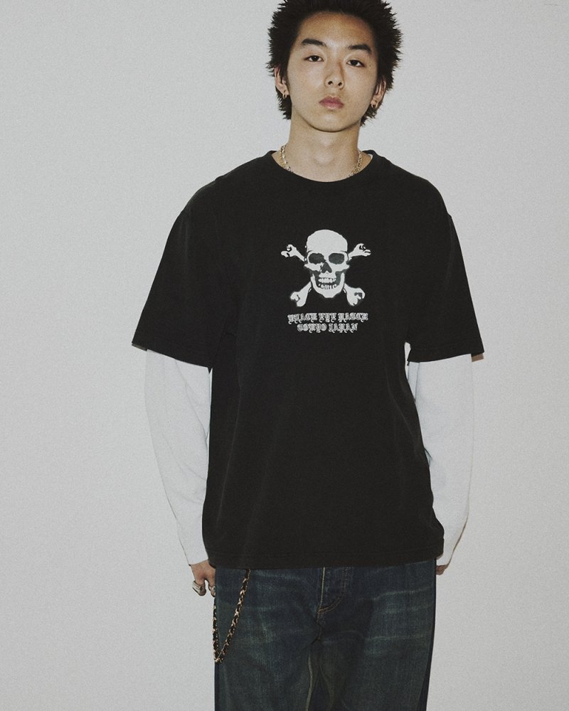 画像3: BlackEyePatch/CROSSBONES LAYERED THERMAL L/S TEE（BLACK/WHITE）
