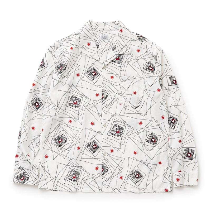 画像1: RATS/GEOMETRIC L/S SHIRT（WHITE）［ジオメトリックシャツ-26春夏］