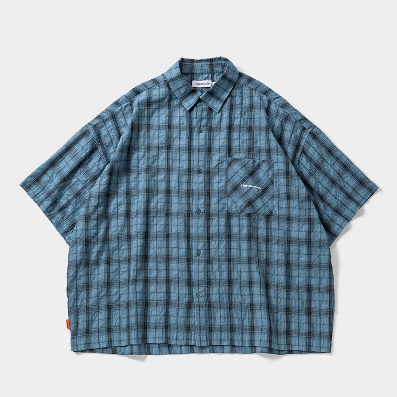 画像1: TIGHTBOOTH/PLAID S/S SHIRT（Sax）［チェックシャツ-26春夏］