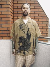 画像4: exodus brand/百鬼図 HAWAIIAN SHIRT（BROWN）［ハワイアンシャツ-26春夏］ (4)