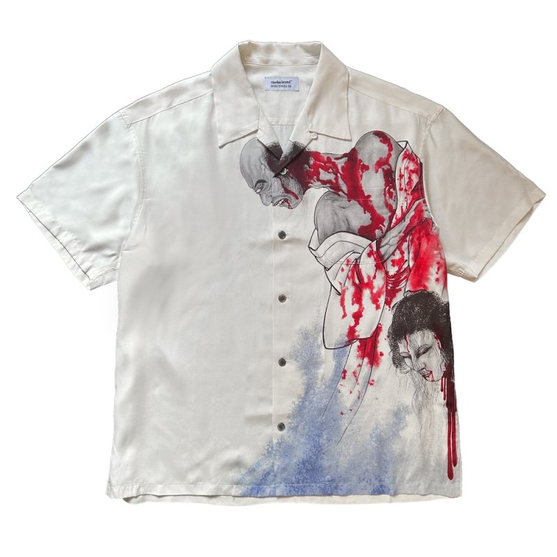 画像1: exodus brand/幽霊鬼斗卅六釁圖 HAWAIIAN SHIRT（OFF WHITE）［ハワイアンシャツ-26春夏］