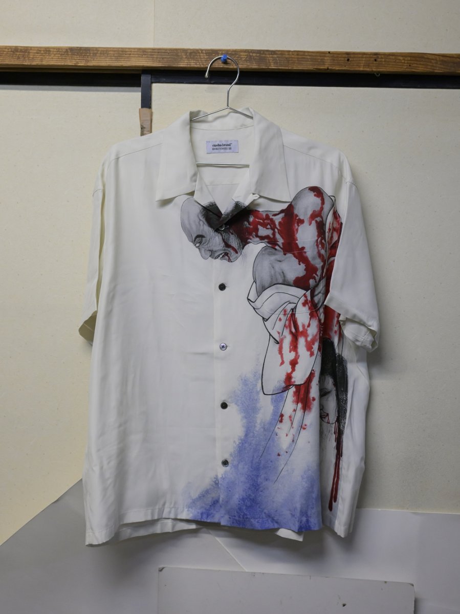 画像2: exodus brand/幽霊鬼斗卅六釁圖 HAWAIIAN SHIRT（OFF WHITE）［ハワイアンシャツ-26春夏］ (2)