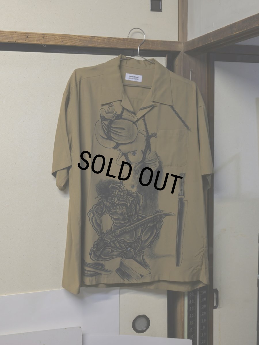 画像2: exodus brand/百鬼図 HAWAIIAN SHIRT（BROWN）［ハワイアンシャツ-26春夏］ (2)