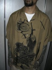 画像3: exodus brand/百鬼図 HAWAIIAN SHIRT（BROWN）［ハワイアンシャツ-26春夏］ (3)