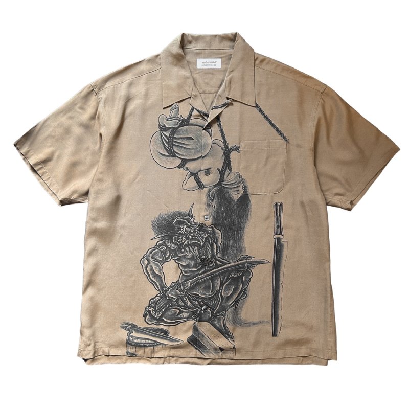 画像1: exodus brand/百鬼図 HAWAIIAN SHIRT（BROWN）［ハワイアンシャツ-26春夏］