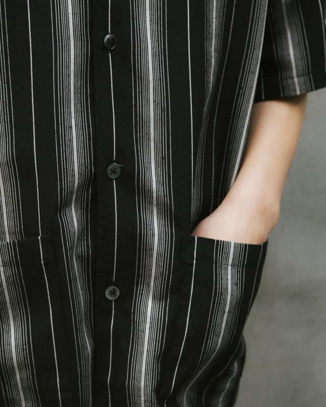 COOTIE PRODUCTIONS/Dobby Chain Stripe S/S Cavana Shirt（Ivory