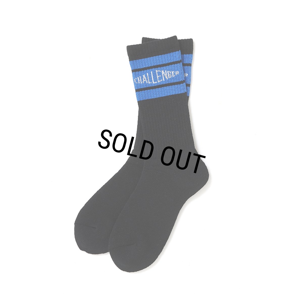 画像1: CHALLENGER/LINE SOCKS（BLACK）［ラインソックス-26秋冬］ (1)
