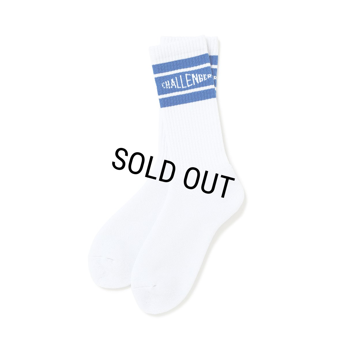画像1: CHALLENGER/LINE SOCKS（WHITE）［ラインソックス-26秋冬］ (1)