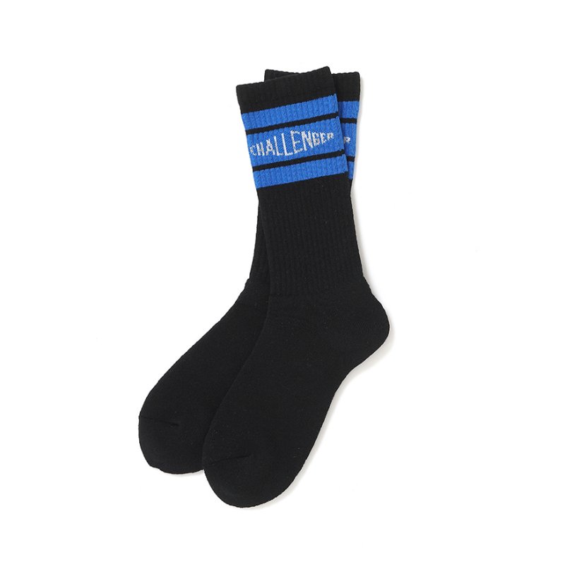 画像1: CHALLENGER/LINE SOCKS（BLACK）［ラインソックス-26秋冬］