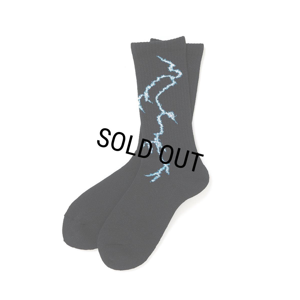 画像1: CHALLENGER/THUNDER SOCKS（BLACK）［サンダーソックス-26秋冬］ (1)
