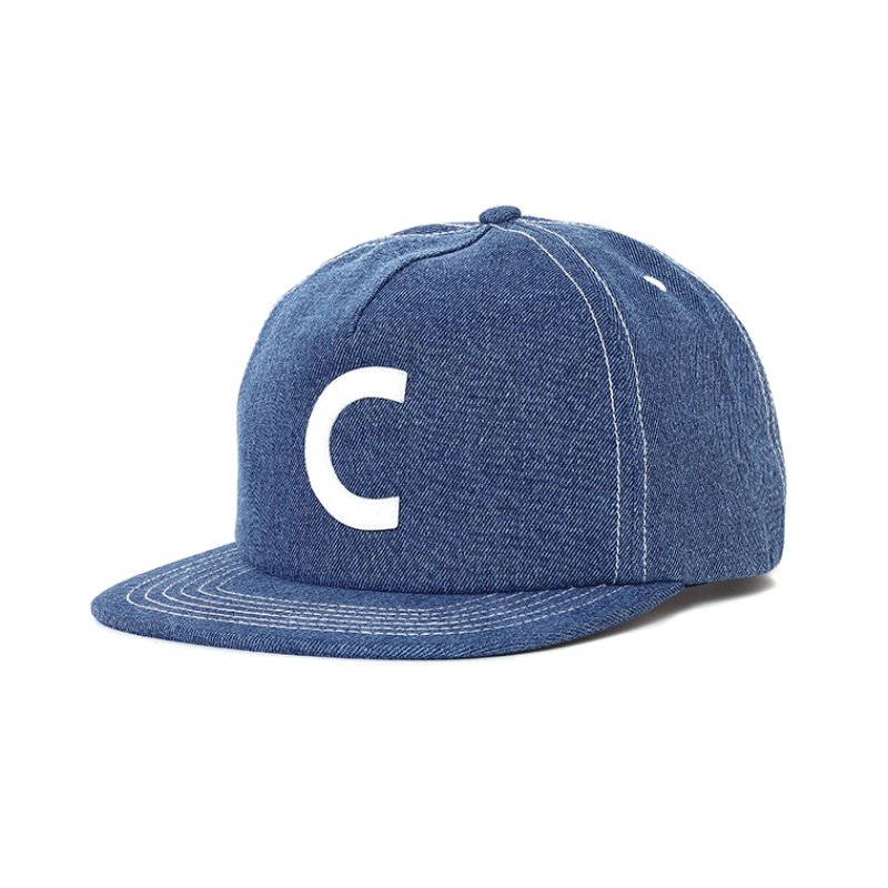 画像1: CHALLENGER/DENIM C PATCH CAP（WASHED INDIGO）［デニム"C"パッチキャップ-26秋冬］