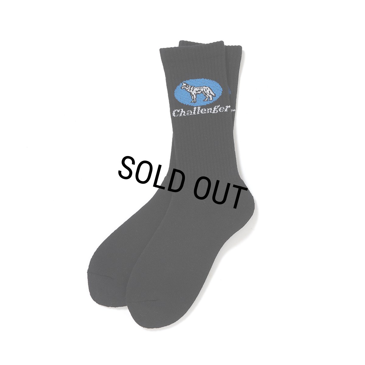 画像1: CHALLENGER/WOLF SOCKS（BLACK）［ウルフソックス-26秋冬］ (1)