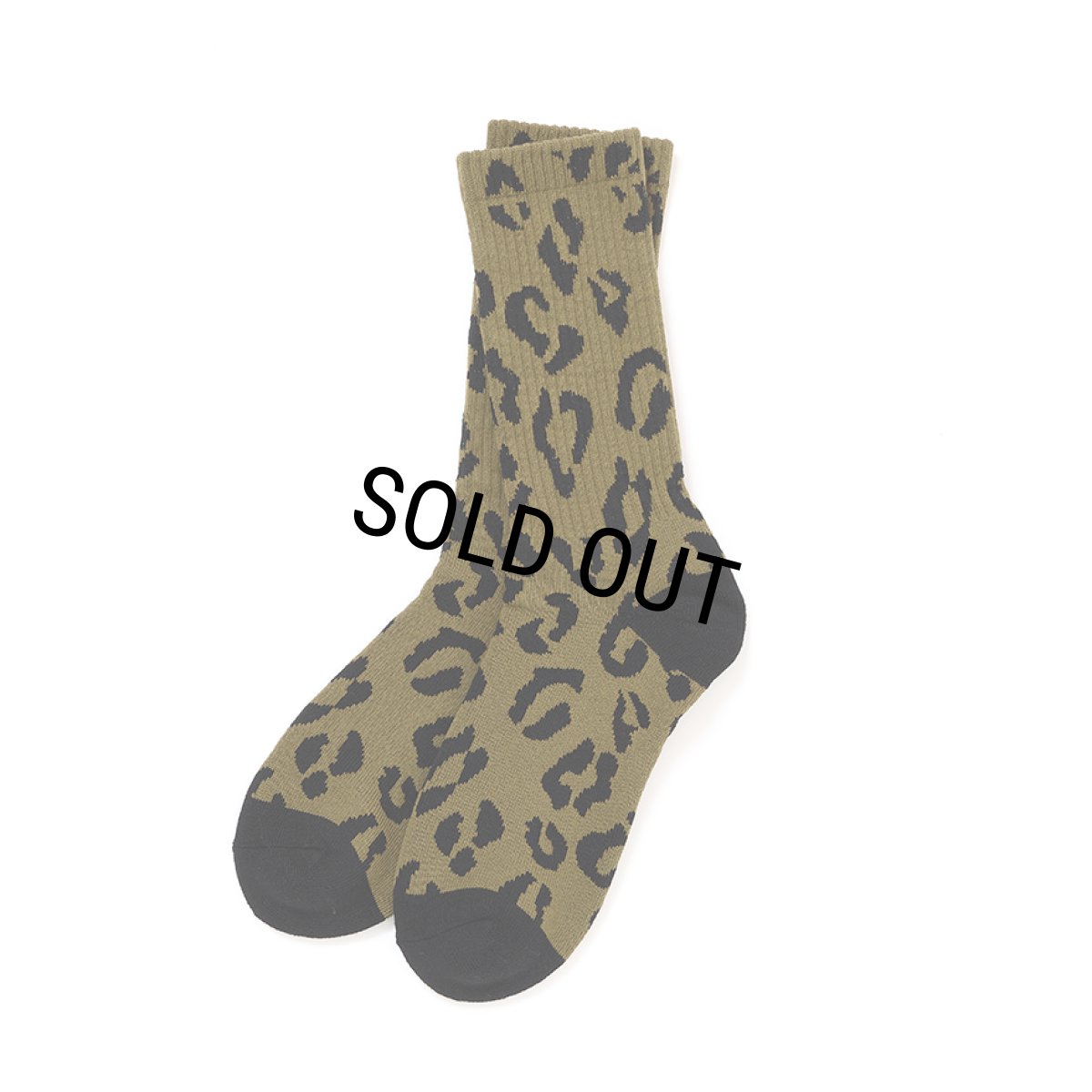 画像1: CHALLENGER/LEOPARD SOCKS（OLIVE/BLACK）［レオパードソックス-26秋冬］ (1)