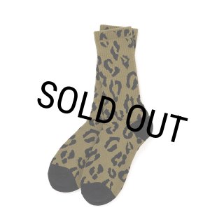 CHALLENGER/LEOPARD SOCKS（OLIVE/BLACK）［レオパードソックス-26秋冬