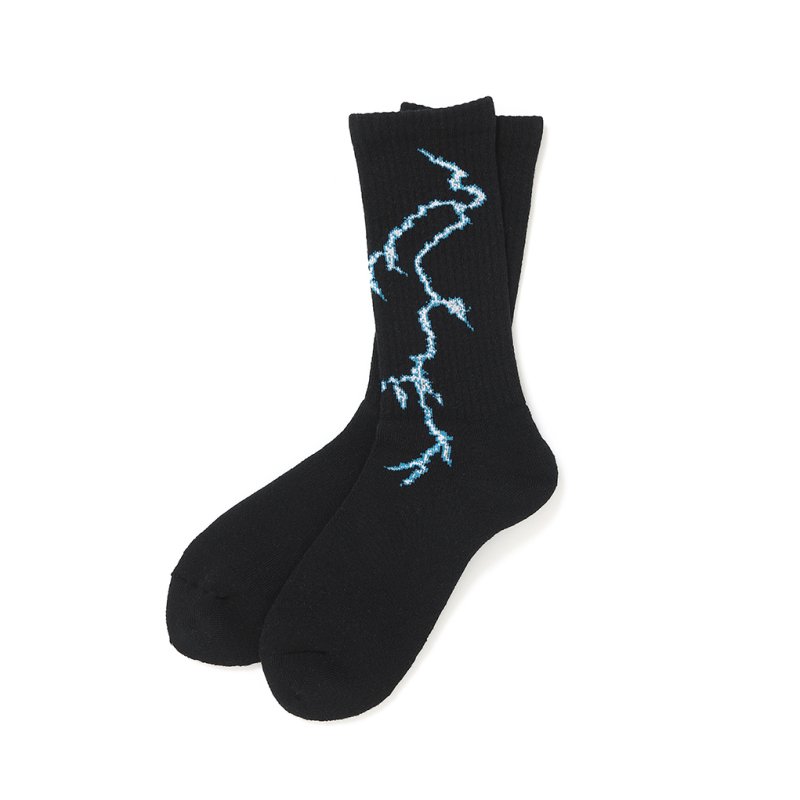 画像1: CHALLENGER/THUNDER SOCKS（BLACK）［サンダーソックス-26秋冬］