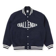 画像1: CHALLENGER/LOGO MELTON STADIUM JACKET（NAVY）［ロゴメルトンスタジャン-26秋冬］ (1)