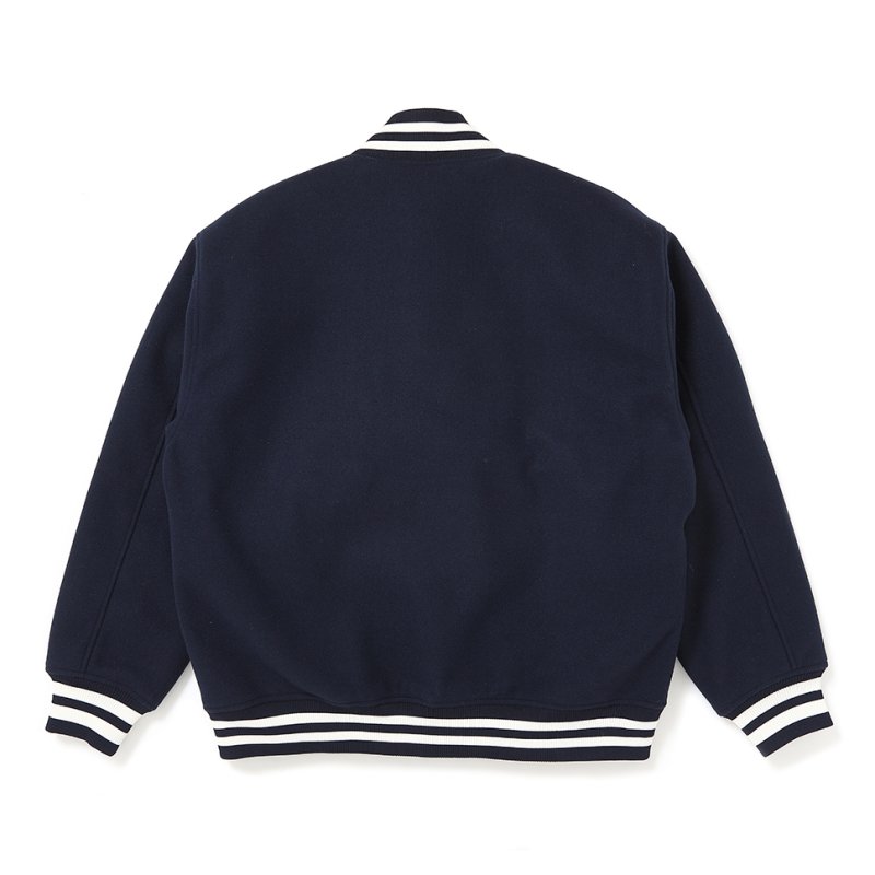 画像2: CHALLENGER/LOGO MELTON STADIUM JACKET（NAVY）［ロゴメルトンスタジャン-26秋冬］