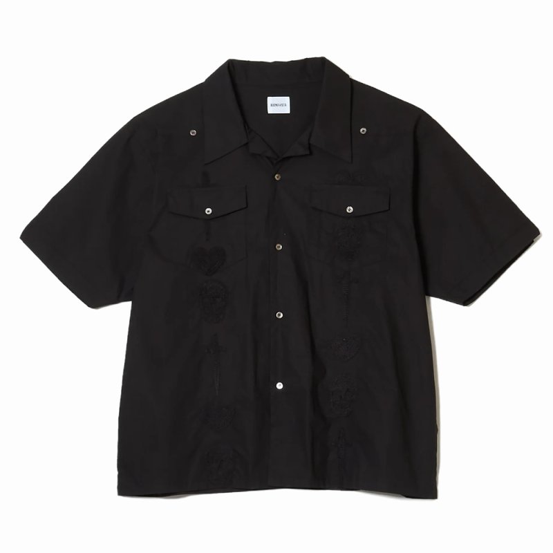 画像1: BUENA VISTA/Guayabera s/s shirt（BLACK）［キューバシャツ-26春夏］