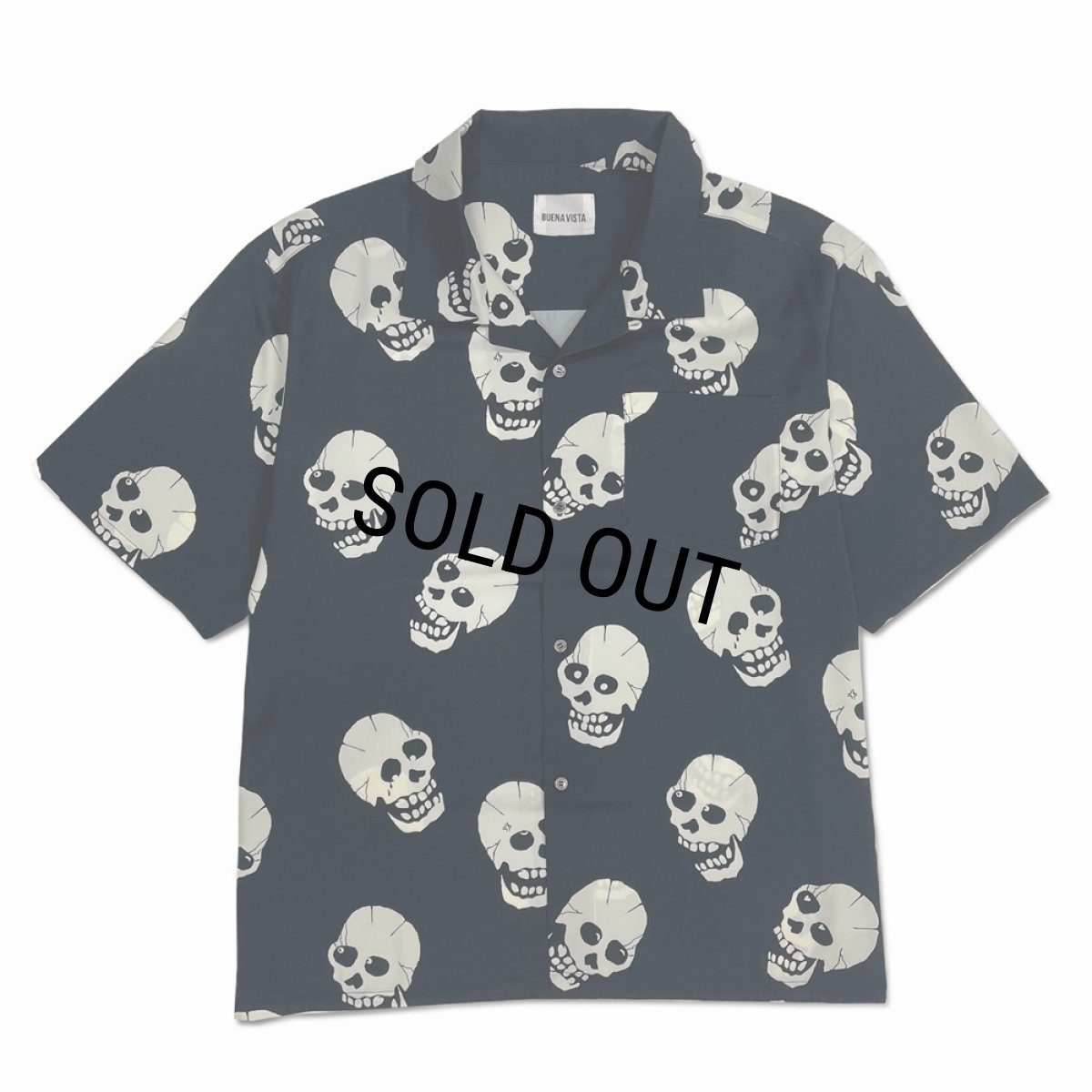 画像1: BUENA VISTA/Skull patterned s/s shirt（BLACK）［スカルオープンカラーシャツ-26春夏］ (1)