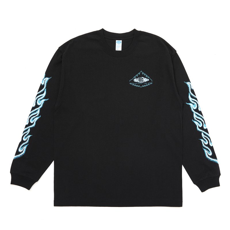 画像1: CHALLENGER/L/S FLAME TEE（BLACK）［フレイム長袖T-26秋冬］