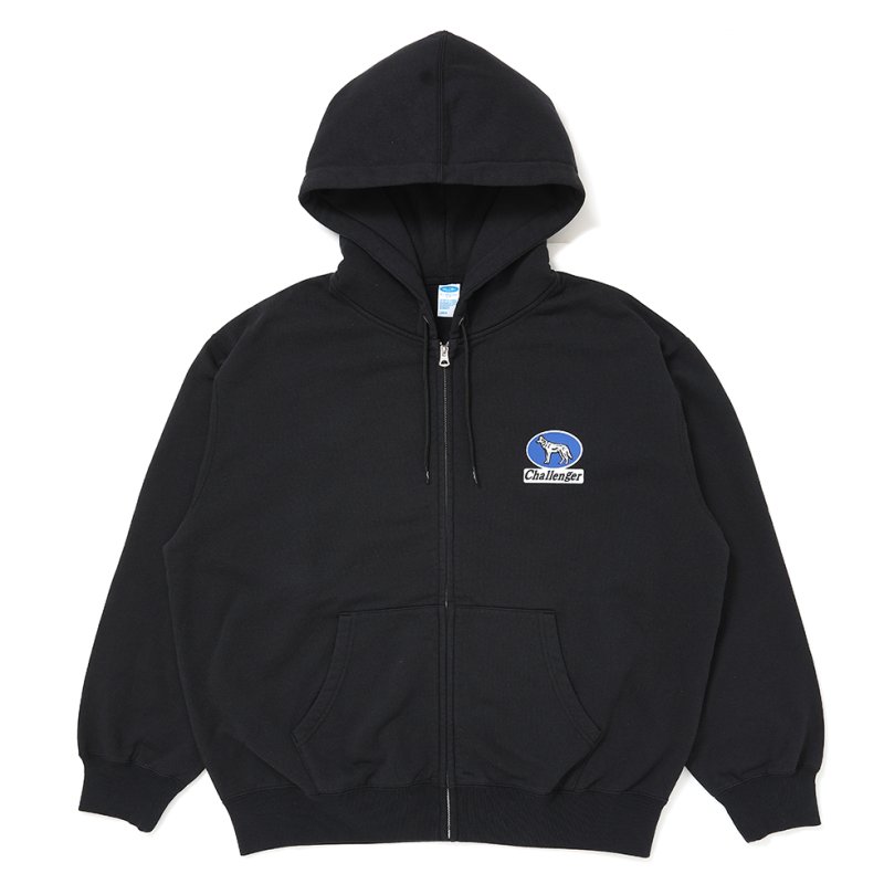 画像1: CHALLENGER/WOLF ZIP HOODIE（BLACK）［ウルフジップフーディー-26秋冬］