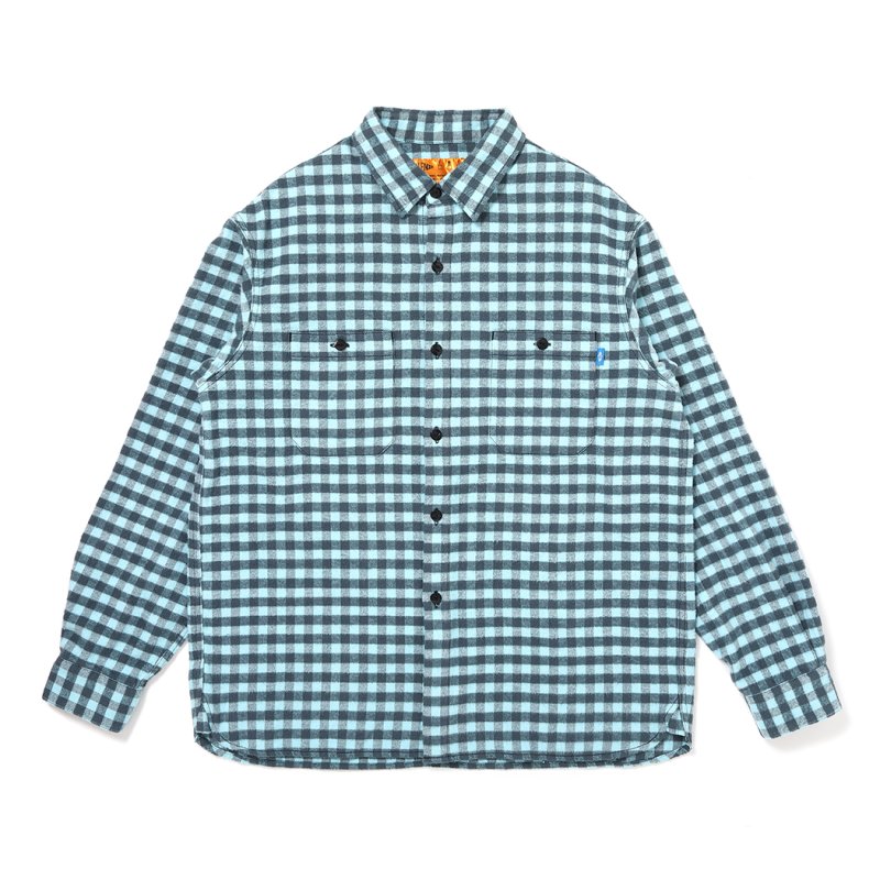 画像1: CHALLENGER/GINGHAM FLANNEL SHIRT（TURQUOISE）［ギンガムフランネルシャツ-26秋冬］