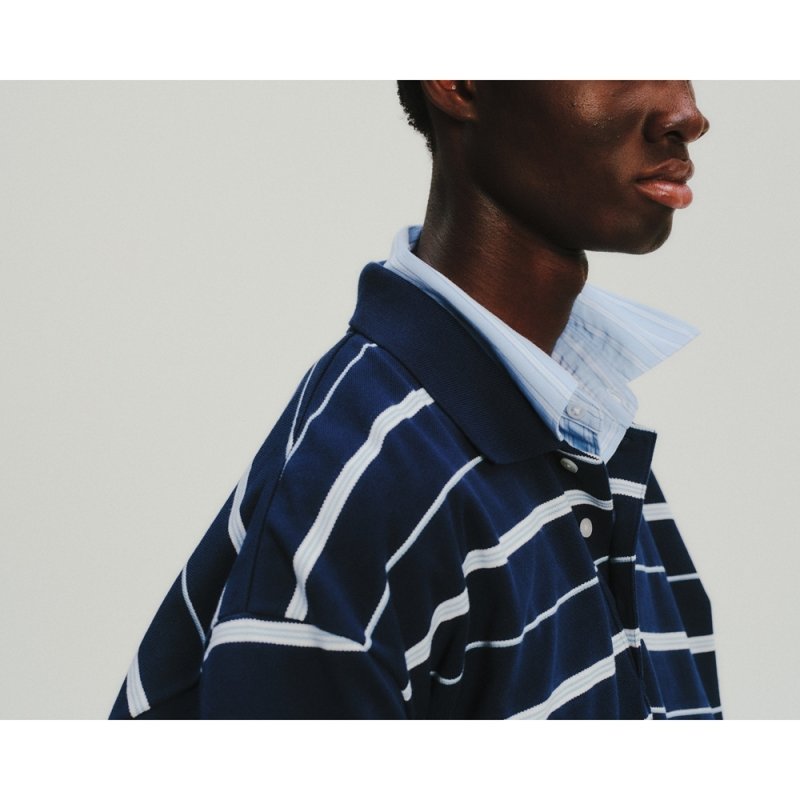 画像3: COOTIE PRODUCTIONS/Moss Stitch Border S/S Polo（Navy）［ボーダーポロ-26春夏］