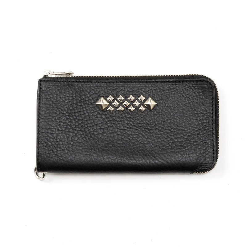 画像1: CALEE/STUDS LEATHER ZIP MULTI LONG WALLET（BLACK）［レザージップマルチロングウォレット-26春夏］