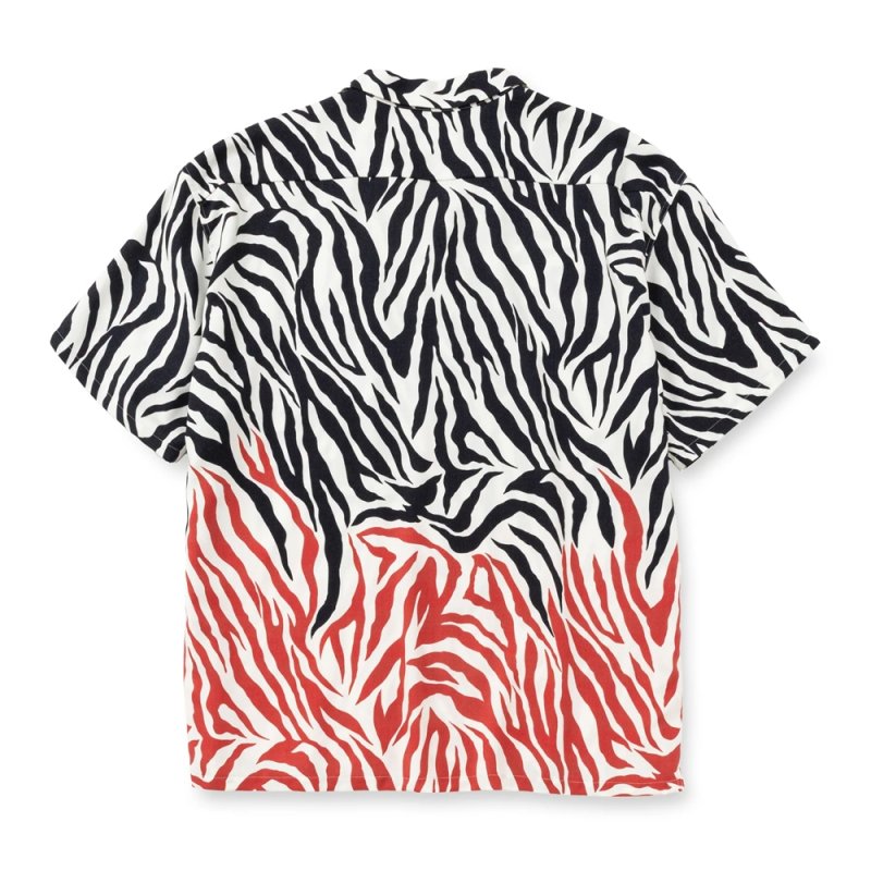 画像2: CALEE/ZEBRA FLAME PATTERN S/S SH（BLACK/RED）［ゼブラフレイムシャツ-26春夏］