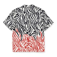 画像2: CALEE/ZEBRA FLAME PATTERN S/S SH（BLACK/RED）［ゼブラフレイムシャツ-26春夏］ (2)