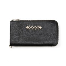 画像1: CALEE/STUDS LEATHER ZIP MULTI LONG WALLET（BLACK）［レザージップマルチロングウォレット-26春夏］ (1)