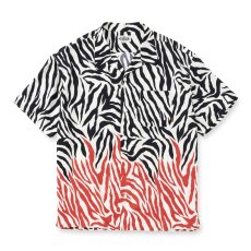 画像1: CALEE/ZEBRA FLAME PATTERN S/S SH（BLACK/RED）［ゼブラフレイムシャツ-26春夏］ (1)