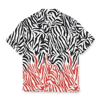 CALEE/ZEBRA FLAME PATTERN S/S SH（BLACK/RED）［ゼブラフレイム