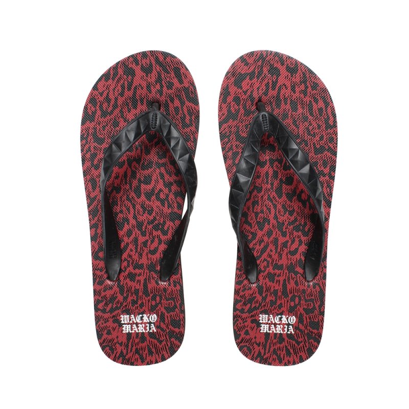画像1: WACKO MARIA/HAYN / LEOPARD BEACH SANDALS（RED）［レオパードビーチサンダル-26春夏］