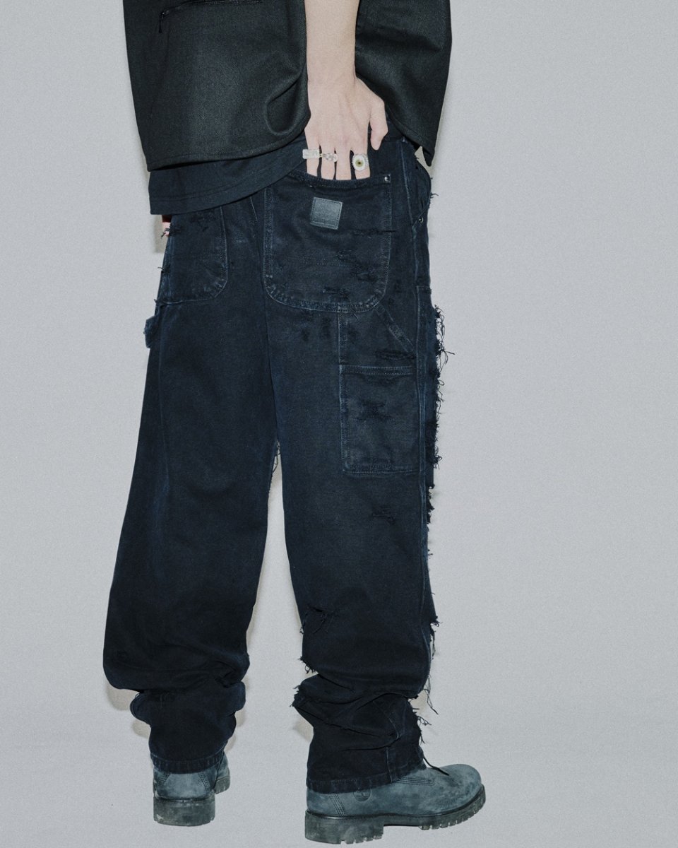 画像4: BlackEyePatch/DESTROYED DOUBLE KNEE PAINTER PANTS（BLACK） (4)