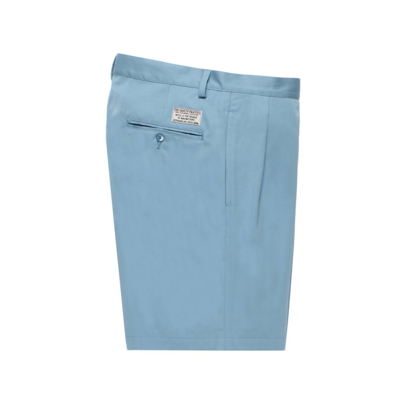 画像1: WACKO MARIA/SOLBIATI / DOUBLE PLEATED SHORT TROUSERS（BLUE）［ツータックチノショーツ-26春夏］