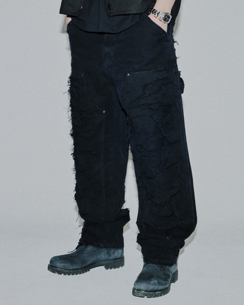 画像3: BlackEyePatch/DESTROYED DOUBLE KNEE PAINTER PANTS（BLACK）