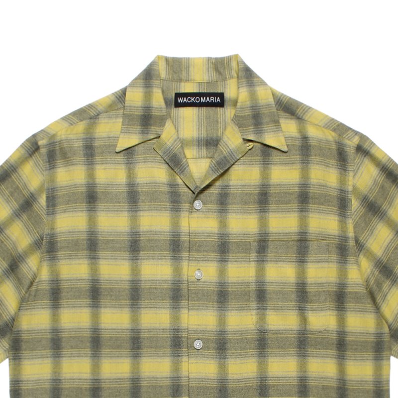 画像2: WACKO MARIA/OMBRE CHECK OPEN COLLAR SHIRT（YELLOW）［オンブレチェックオープンカラーシャツ-26春夏］