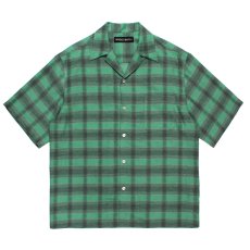 画像1: WACKO MARIA/OMBRE CHECK OPEN COLLAR SHIRT（GREEN）［オンブレチェックオープンカラーシャツ-26春夏］ (1)