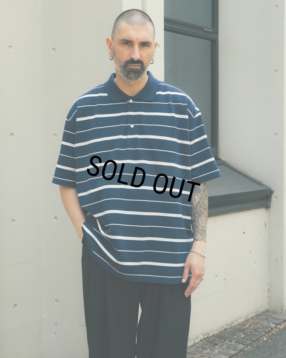 画像3: COOTIE PRODUCTIONS/Moss Stitch Border S/S Polo（Navy）［ボーダーポロ-26春夏］ (3)