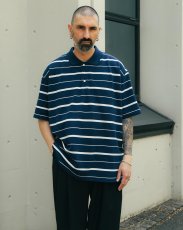 画像3: COOTIE PRODUCTIONS/Moss Stitch Border S/S Polo（Navy）［ボーダーポロ-26春夏］ (3)