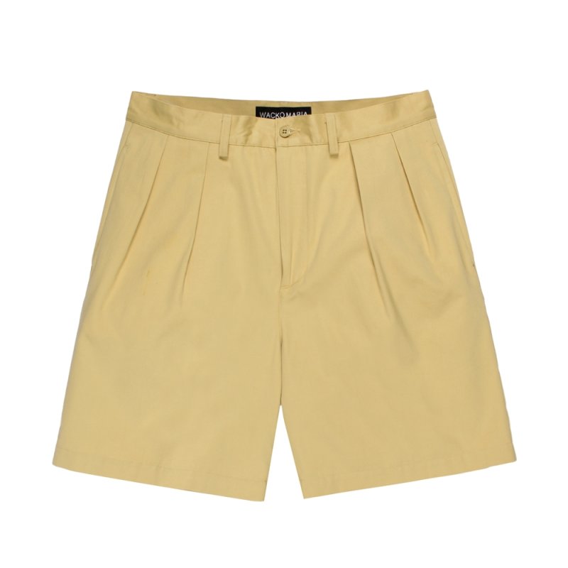 画像2: WACKO MARIA/SOLBIATI / DOUBLE PLEATED SHORT TROUSERS（YELLOW）［ツータックチノショーツ-26春夏］