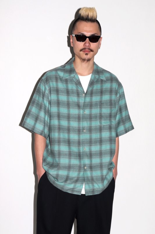 WACKO RUDIES MARIA オンブレチェック 半袖シャツ グリーン WACKO MARIA/OMBRE CHECK OPEN COLLAR SHIRT（GREEN）［オンブレ