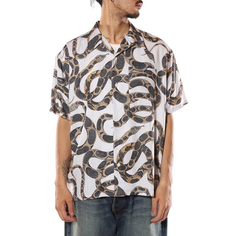 画像3: CALEE/ALLOVER SNAKE PATTERN S/S SH（ICY WHITE）［スネークパターンシャツ-26春夏］